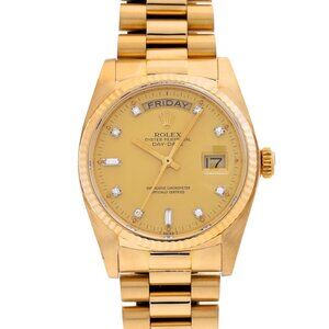 ROLEX Day date 18038A No. 74 (manufactured around 1982) Champagne/diamond me...